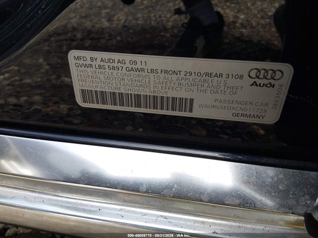 46009770 :رقم المزاد ، WAURVAFDXCN011729 vin ، 2012 Audi A8 L 4.2 مزاد بيع