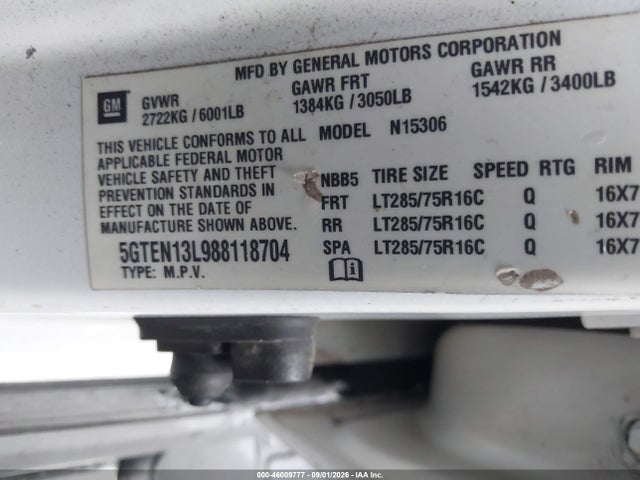 2008 Hummer H3 Suv Alpha მანქანა იყიდება აუქციონზე, vin: 5GTEN13L988118704, აუქციონის ნომერი: 46009777