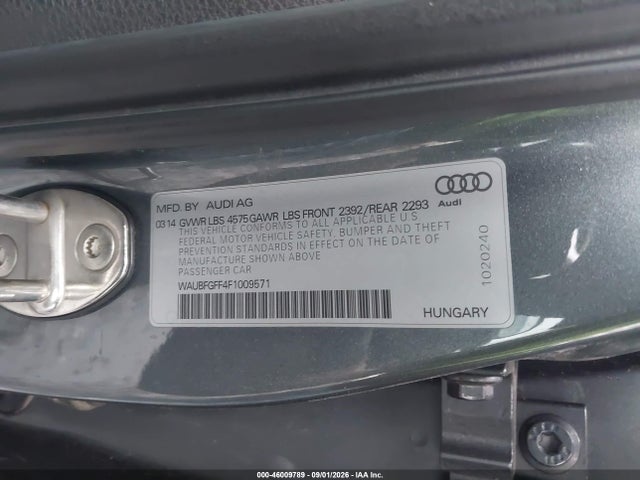 Aukcja sprzedaży 2015 Audi A3 2.0t Premium, vin: WAUBFGFF4F1009571, numer aukcji: 46009789