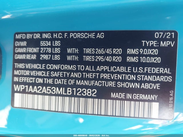Porsche Macan 2021 WP1AA2A53MLB12382 Image 9