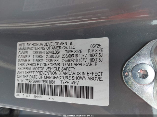 Продаж на аукціоні авто 2026 Honda Cr-v Hybrid Awd Trailsport, vin: 7FARS6H69TE011084, номер лоту: 46009858