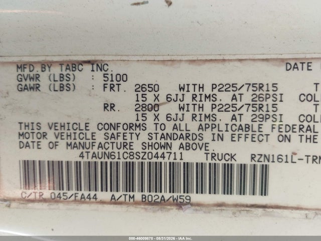 46009870 :رقم المزاد ، 4TAUN61C8SZ044711 vin ، 1995 Toyota Tacoma مزاد بيع