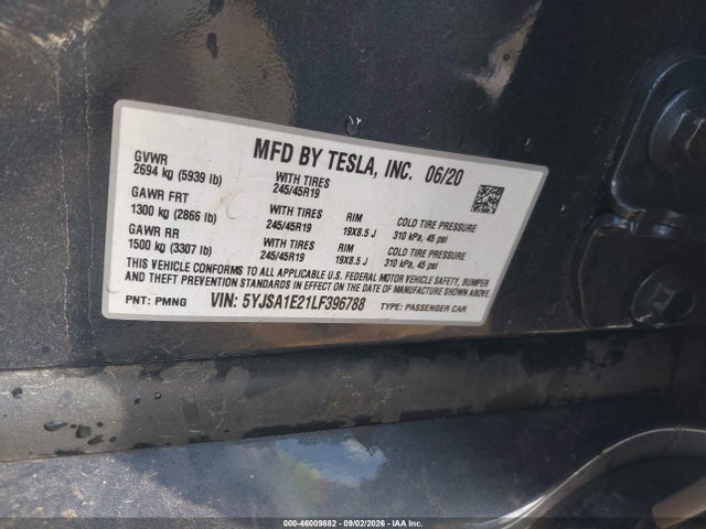 Продаж на аукціоні авто 2020 Tesla Model S Long Range Dual Motor All-wheel Drive/long Range Plus Dual Motor All-wheel Drive, vin: 5YJSA1E21LF396788, номер лоту: 46009882