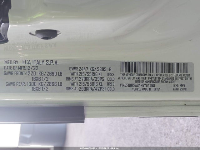 ZFBHRFAB4N6Y64469 RAM Promaster City Cargo Van