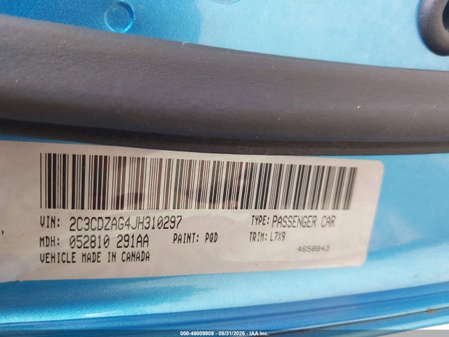 Продаж на аукціоні авто 2018 Dodge Challenger Sxt, vin: 2C3CDZAG4JH310297, номер лоту: 46009908