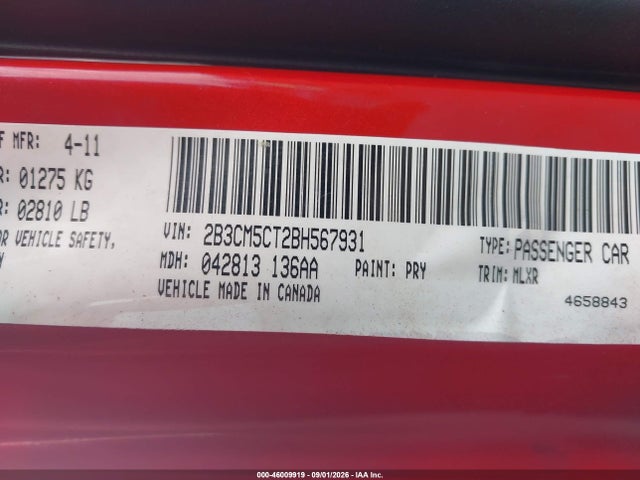 Aukcja sprzedaży 2011 Dodge Charger R/t, vin: 2B3CM5CT2BH567931, numer aukcji: 46009919