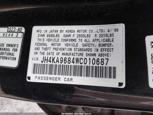 Продаж на аукціоні авто 1998 Acura Rl 3.5, vin: JH4KA9684WC010687, номер лоту: 46009928