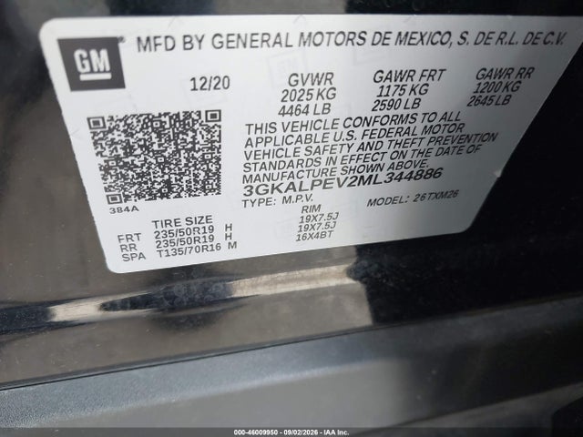 3GKALPEV2ML344886 GMC Terrain Fwd Slt