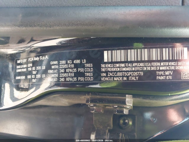 46009963 :رقم المزاد ، ZACCJBBT5GPD26779 vin ، 2016 Jeep Renegade Justice مزاد بيع