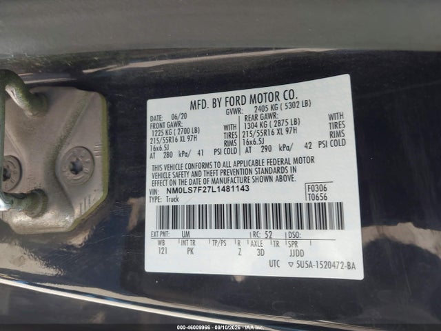 Aukcja sprzedaży 2020 Ford Transit Connect Xlt, vin: NM0LS7F27L1481143, numer aukcji: 46009966