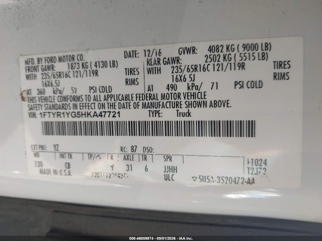 Ford Transit-250 2017 1FTYR1YG5HKA47721 Image 9