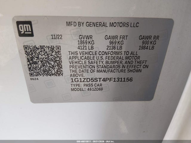 Продаж на аукціоні авто 2023 Chevrolet Malibu Fwd 1lt, vin: 1G1ZD5ST4PF131156, номер лоту: 46010011