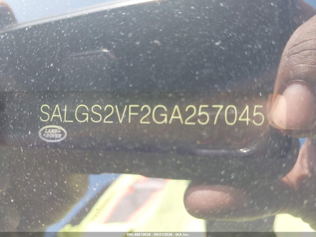 46010026 :رقم المزاد ، SALGS2VF2GA257045 vin ، 2016 Land Rover Range Rover 3.0l V6 Supercharged Hse مزاد بيع