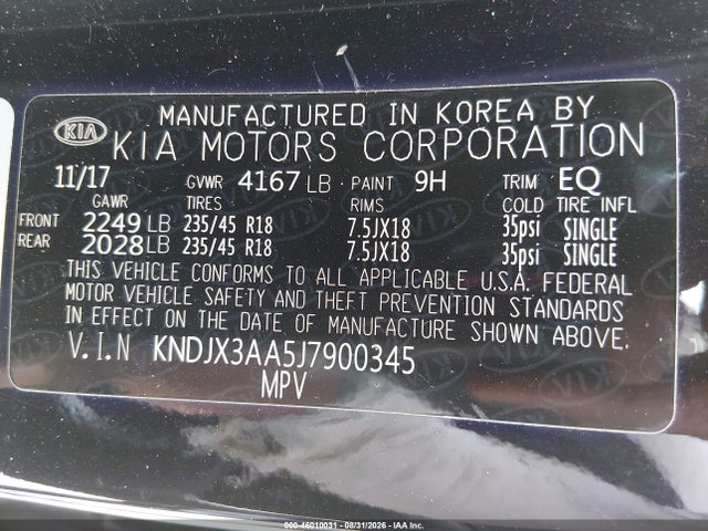 Aukcja sprzedaży 2018 Kia Soul !, vin: KNDJX3AA5J7900345, numer aukcji: 46010031