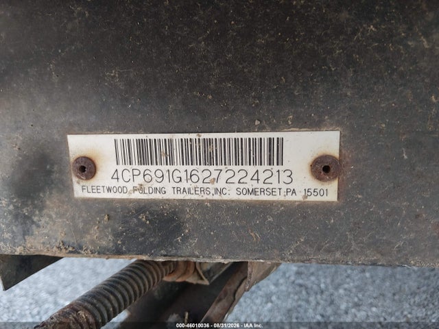 46010036 :رقم المزاد ، 4CP691G1627224213 vin ، 2002 Coleman Pioneer مزاد بيع
