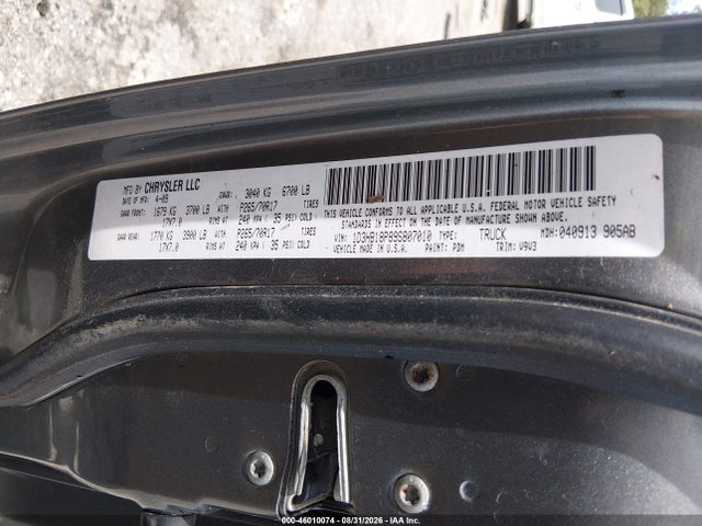 Aukcja sprzedaży 2009 Dodge Ram 1500 Slt/sport/trx, vin: 1D3HB18P89S807010, numer aukcji: 46010074