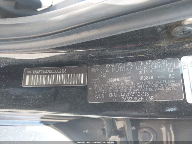 Продажа на аукционе авто 2012 Kia Forte Lx, vin: KNAFT4A20C5602118, номер лота: 46010112
