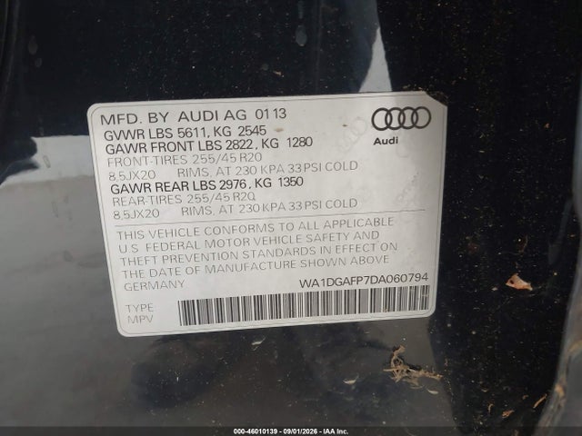 Aukcja sprzedaży 2013 Audi Q5 3.0t Premium Plus, vin: WA1DGAFP7DA060794, numer aukcji: 46010139
