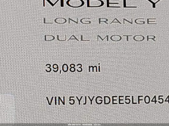 Aukcja sprzedaży 2020 Tesla Model Y Long Range Dual Motor All-wheel Drive, vin: 5YJYGDEE5LF045449, numer aukcji: 46010210