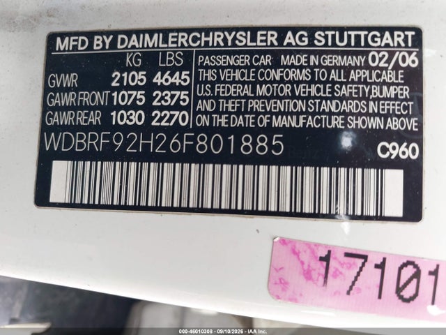 Продажа на аукционе авто 2006 Mercedes-benz C 280 Luxury 4matic, vin: WDBRF92H26F801885, номер лота: 46010308