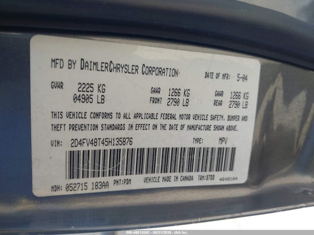 2005 Dodge Magnum Se მანქანა იყიდება აუქციონზე, vin: 2D4FV48T45H135876, აუქციონის ნომერი: 46010362