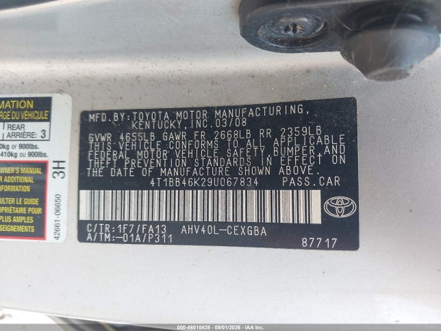 Продаж на аукціоні авто 2009 Toyota Camry Hybrid, vin: 4T1BB46K29U067834, номер лоту: 46010428