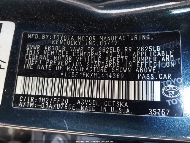 Toyota CAMRY SE 2017 4T1BF1FKXHU414389 Image 9