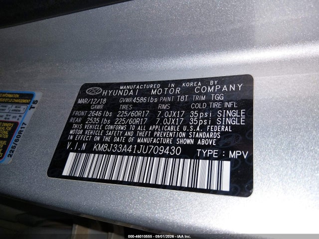 Hyundai TUCSON SEL 2018 KM8J33A41JU709430 Image 9