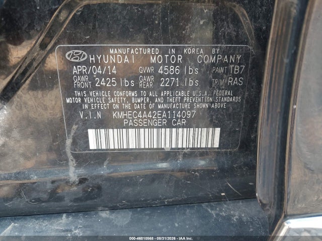 Aukcja sprzedaży 2014 Hyundai Sonata Hybrid, vin: KMHEC4A42EA114097, numer aukcji: 46010568