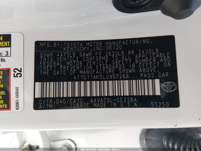 Toyota CAMRY SE 2020 4T1G11AK0LU957268 Image 9