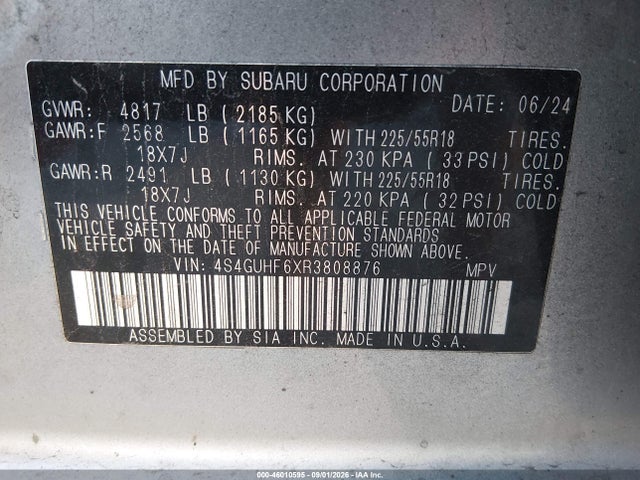 4S4GUHF6XR3808876 Subaru Crosstrek Sport