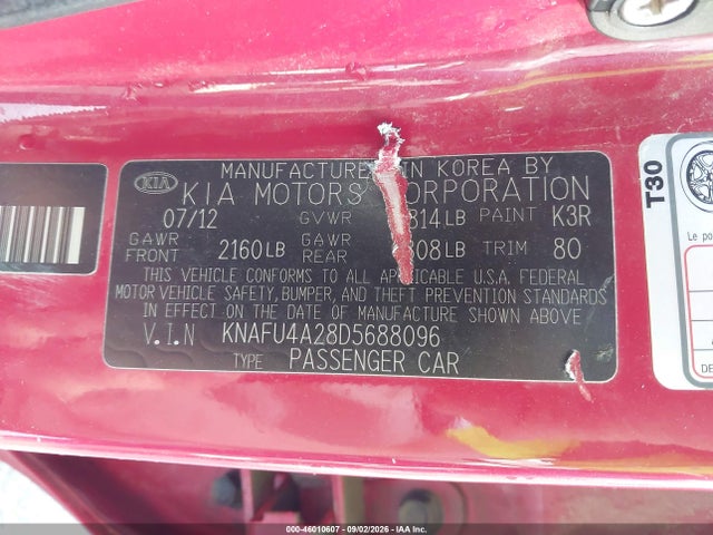 Продаж на аукціоні авто 2013 Kia Forte Ex, vin: KNAFU4A28D5688096, номер лоту: 46010607