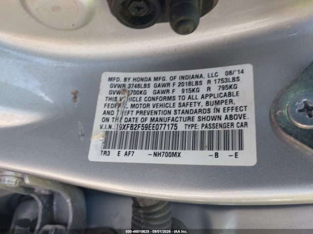 Aukcja sprzedaży 2014 Honda Civic Lx, vin: 19XFB2F59EE077175, numer aukcji: 46010628