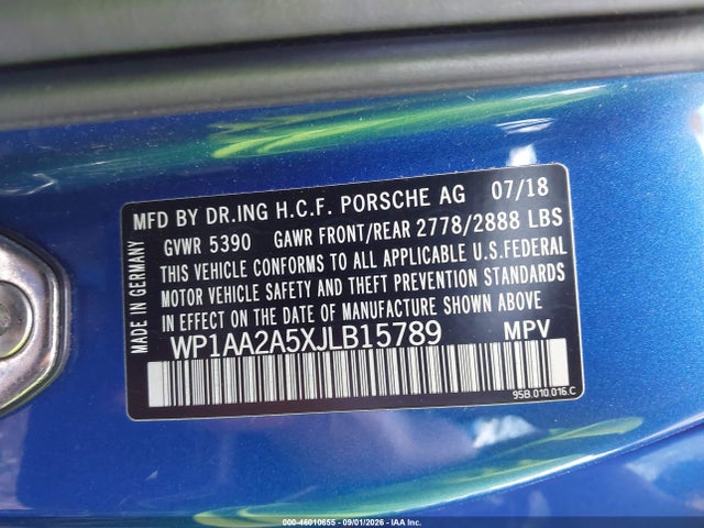 Продажа на аукционе авто 2018 Porsche Macan, vin: WP1AA2A5XJLB15789, номер лота: 46010655