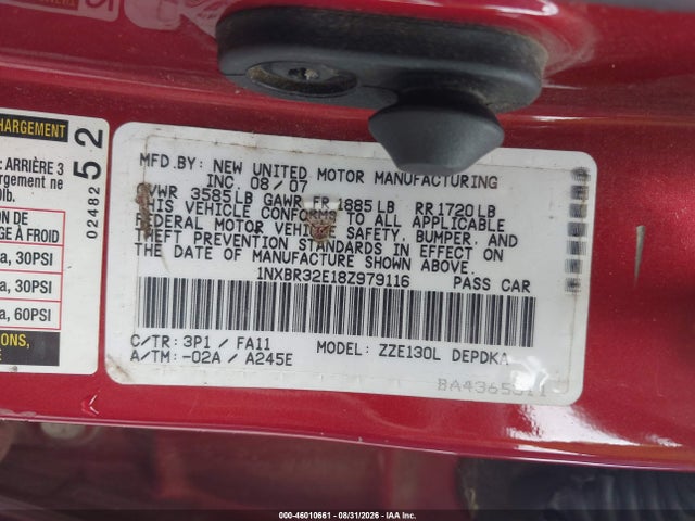 46010661 :رقم المزاد ، 1NXBR32E18Z979116 vin ، 2008 Toyota Corolla Ce مزاد بيع