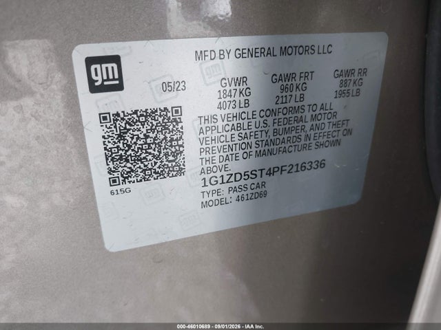 1G1ZD5ST4PF216336 Chevrolet Malibu Fwd 1lt