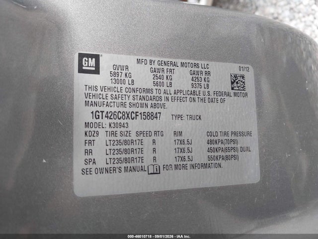 Aukcja sprzedaży 2012 Gmc Sierra 3500hd Denali, vin: 1GT426C8XCF158847, numer aukcji: 46010718