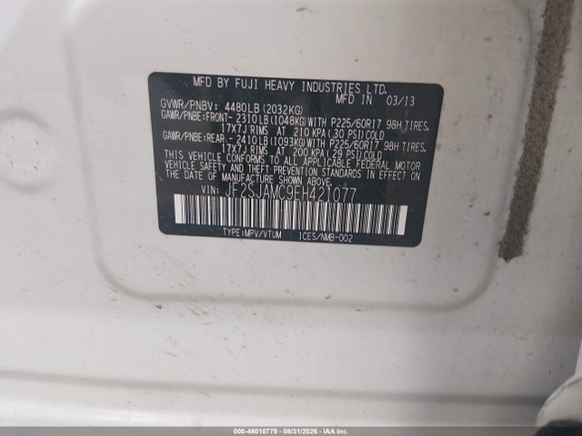 Продаж на аукціоні авто 2014 Subaru Forester 2.5i Touring, vin: JF2SJAMC9EH421077, номер лоту: 46010779