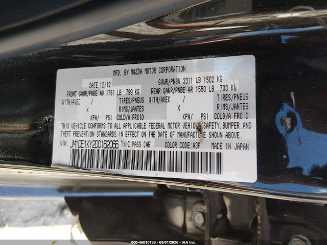 46010796 :رقم المزاد ، JM1DE1KY2D0162066 vin ، 2013 Mazda Mazda2 Sport مزاد بيع