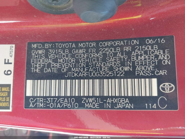 Toyota Prius Four 2016 JTDKARFU0G3525122 Image 9