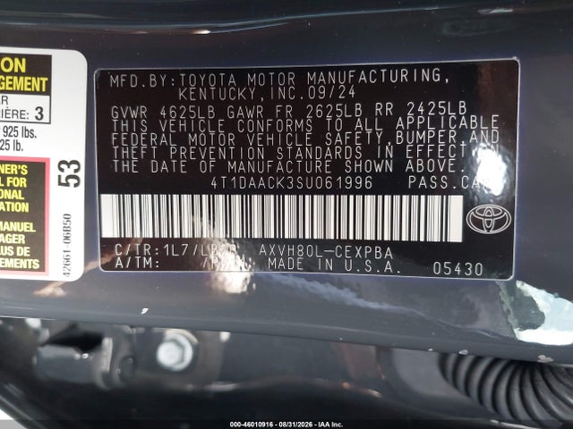 Продажа на аукционе авто 2025 Toyota Camry Xse, vin: 4T1DAACK3SU061996, номер лота: 46010916