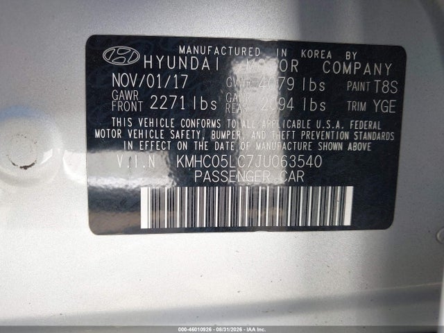 Hyundai Ioniq Hybrid Limited 2018 KMHC05LC7JU063540 Image 9
