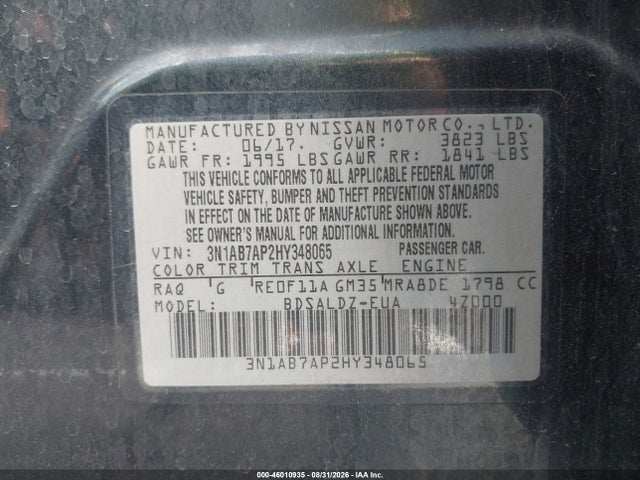 3N1AB7AP2HY348065 Nissan SENTRA SV