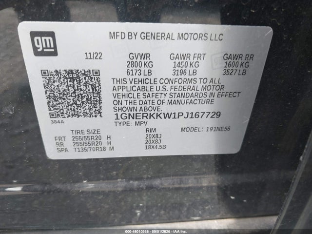 46010966 :رقم المزاد ، 1GNERKKW1PJ167729 vin ، 2023 Chevrolet Traverse Fwd Premier مزاد بيع