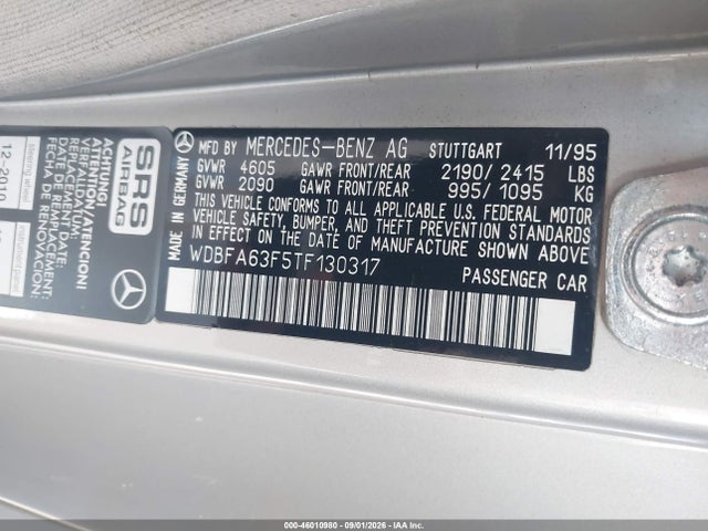 Продаж на аукціоні авто 1996 Mercedes-benz Sl 320, vin: WDBFA63F5TF130317, номер лоту: 46010980