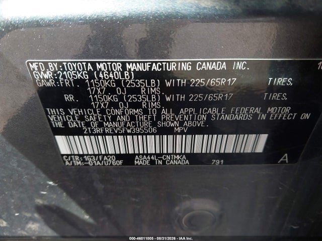 Toyota Rav4 Xle 2015 2T3RFREV5FW395506 Image 9