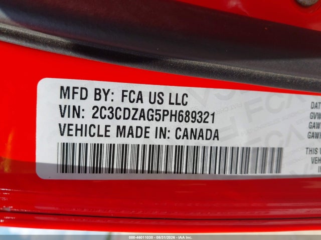 Продаж на аукціоні авто 2023 Dodge Challenger Sxt, vin: 2C3CDZAG5PH689321, номер лоту: 46011030