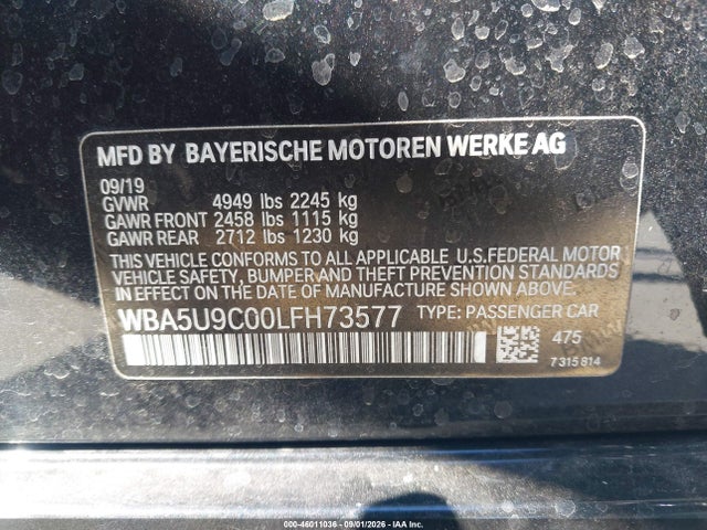 46011036 :رقم المزاد ، WBA5U9C00LFH73577 vin ، 2020 Bmw M340i M340i Xdrive مزاد بيع