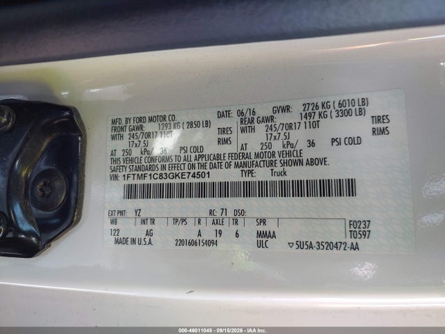 Ford F-150 Xl 2016 1FTMF1C83GKE74501 Image 9