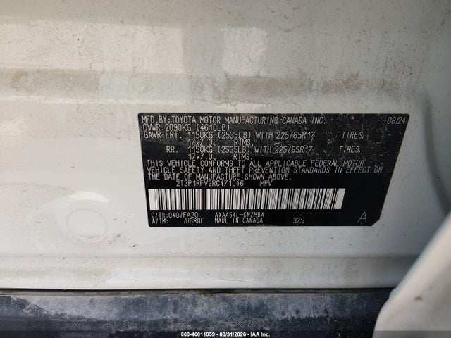 Продаж на аукціоні авто 2024 Toyota Rav4 Xle, vin: 2T3P1RFV2RC471046, номер лоту: 46011059